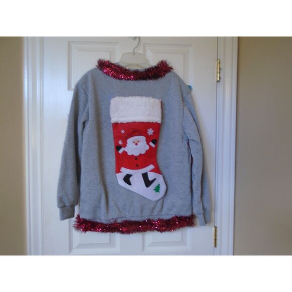 Ugly Christmas Sweater Parties size Medium Lights up ugly Xmas Sweatshirt  NEW - Picture 4 of 5